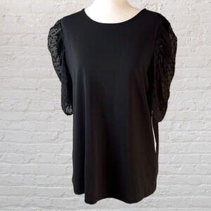 Adrianna Papell Black sheer sleeved blouse. Size medium. Sample with tag.